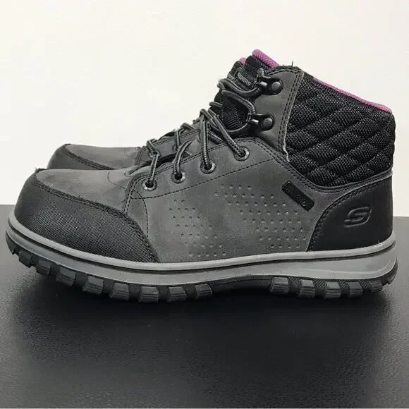 Skechers Womens McColl Composite Toe Waterproof Work Boots Gray Black Purple 8 - Picture 7 of 16